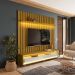 Rack com Painel Ripado até 70 Polegadas Sintra com LED 2 GV Cedro e Off White Alt 218 Larg 177 cm