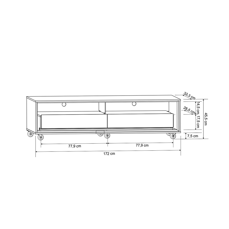 Rack com Painel Ripado até 70 Polegadas Sintra com LED 2 GV Cedro e Off White Alt 218 Larg 177 cm