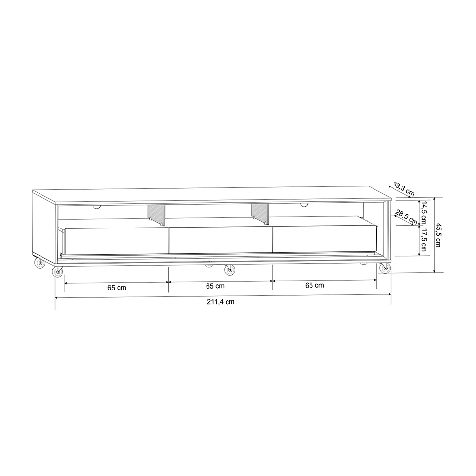 Rack com Painel Ripado até 70 Polegadas Sintra com LED 3 GV Cedro e Off White Alt 218 Larg 222 cm