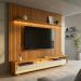 Rack com Painel Ripado até 70 Polegadas Sintra com LED 3 GV Cedro e Off White Alt 242 Larg 222 cm