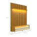Rack com Painel Ripado até 70 Polegadas Sintra com LED 3 GV Cedro e Off White Alt 242 Larg 222 cm