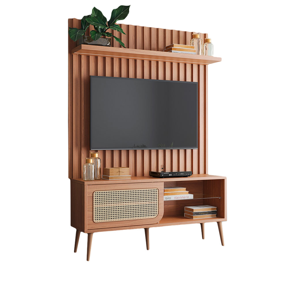 Rack com Painel para TV até 55 Polegadas com LED Balu 1 PT Freijó
