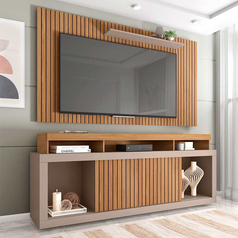 Rack com Painel para TV até 60 Polegadas Requinte Buriti e Fendi