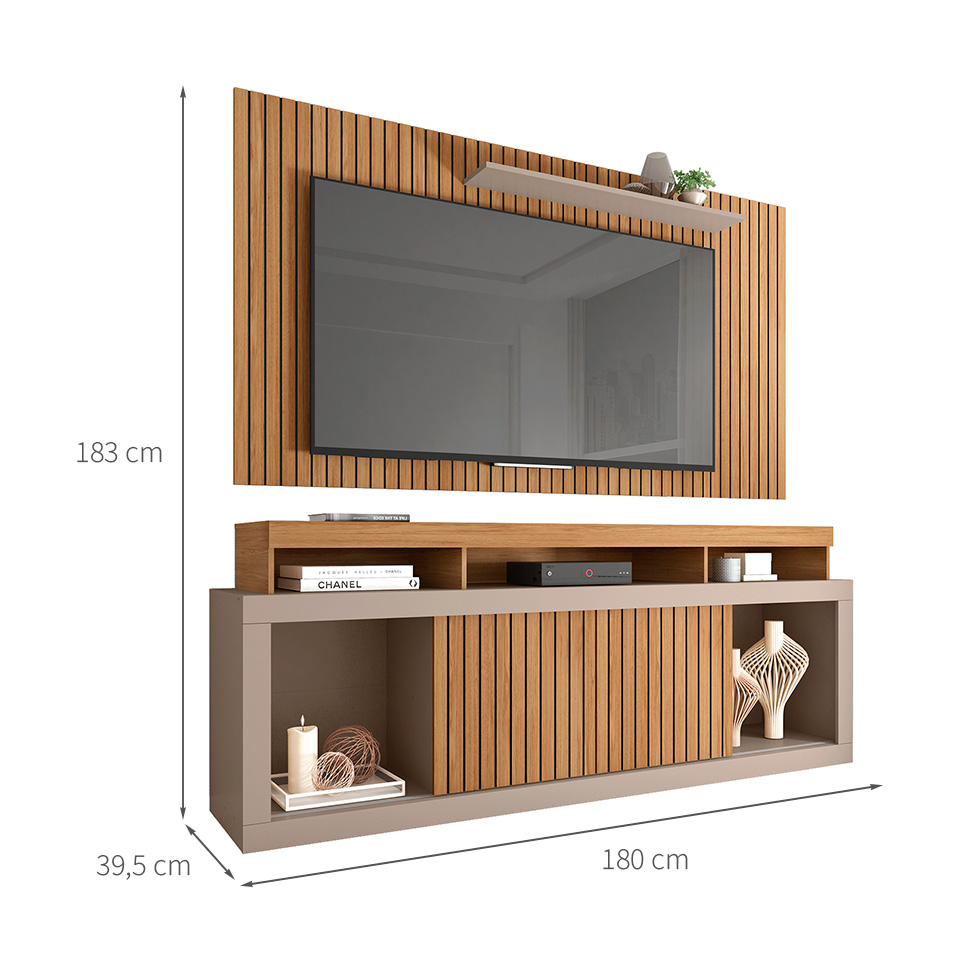 Rack com Painel para TV até 60 Polegadas Requinte Buriti e Fendi