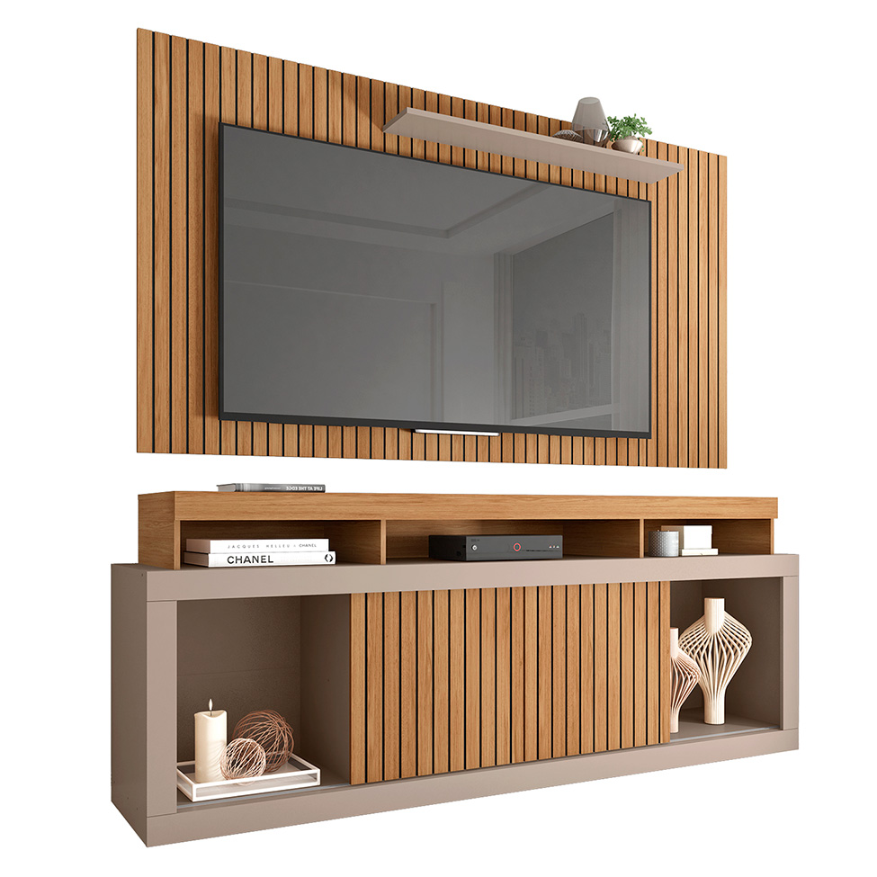 Rack com Painel para TV até 60 Polegadas Requinte Buriti e Fendi