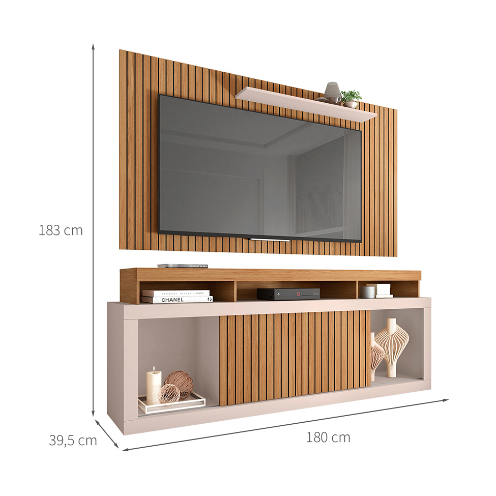 Rack com Painel para TV até 60 Polegadas Requinte Buriti e Off White