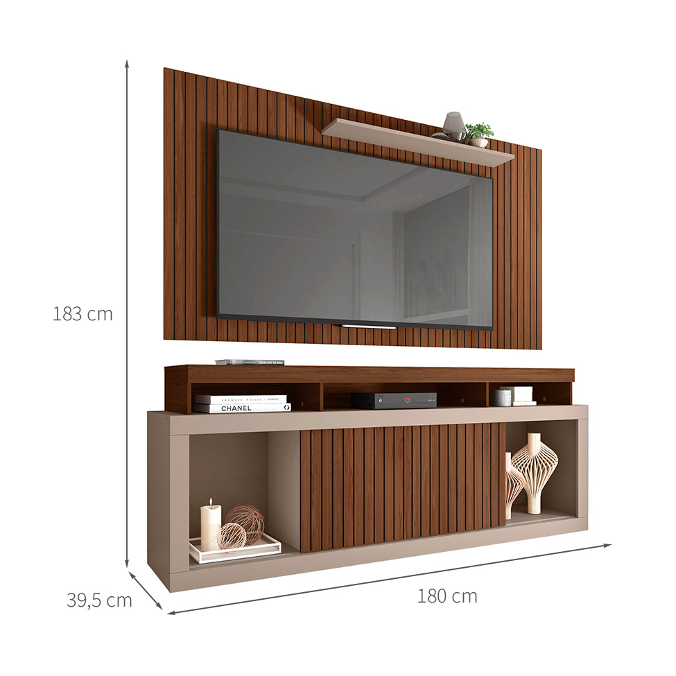 Rack com Painel para TV até 60 Polegadas Requinte Fendi e Havana