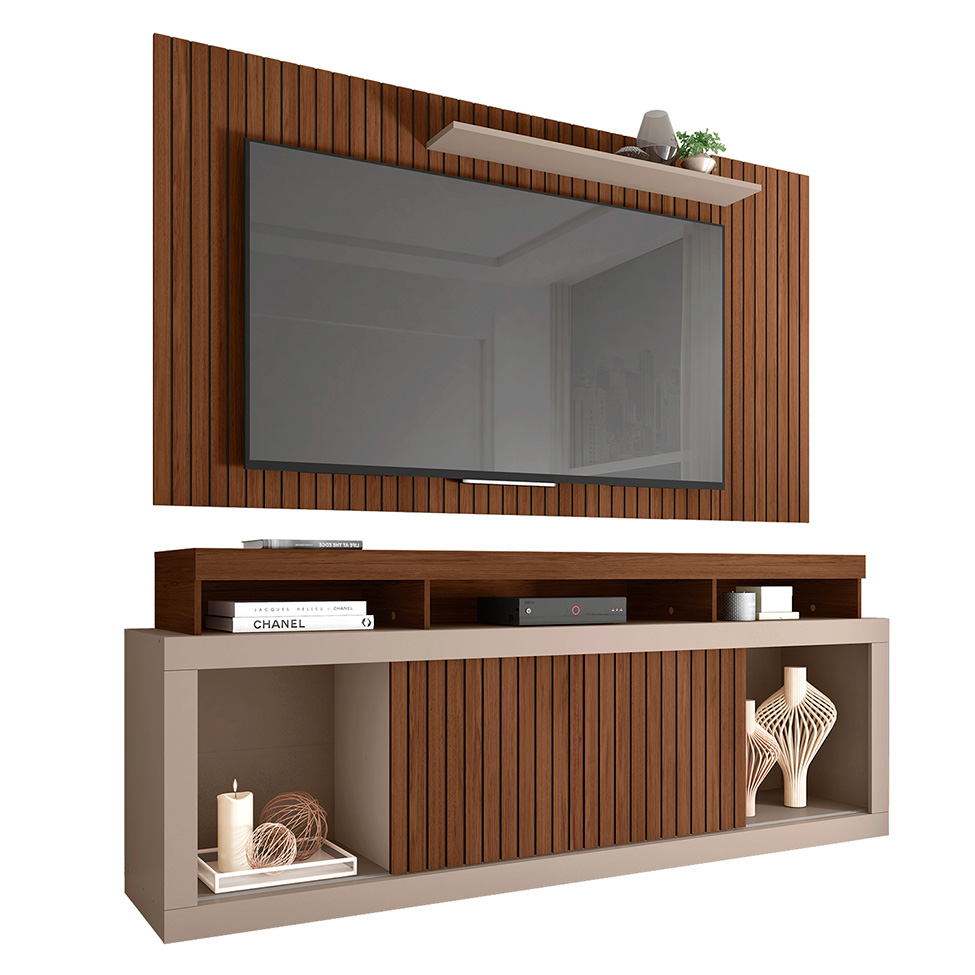 Rack com Painel para TV até 60 Polegadas Requinte Fendi e Havana