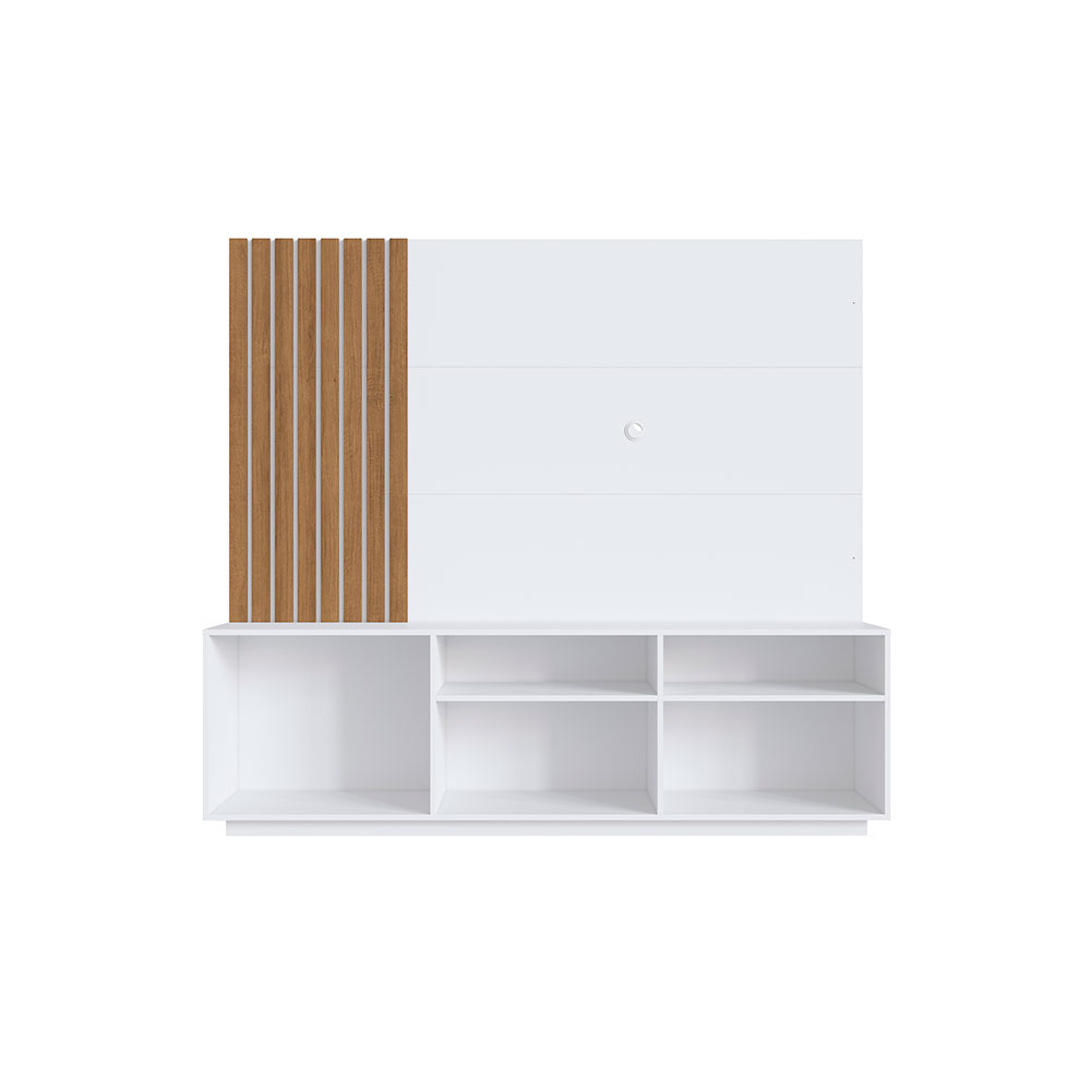 Rack com Painel para TV até 65 Polegadas Renesse Branco e Mel 180 cm