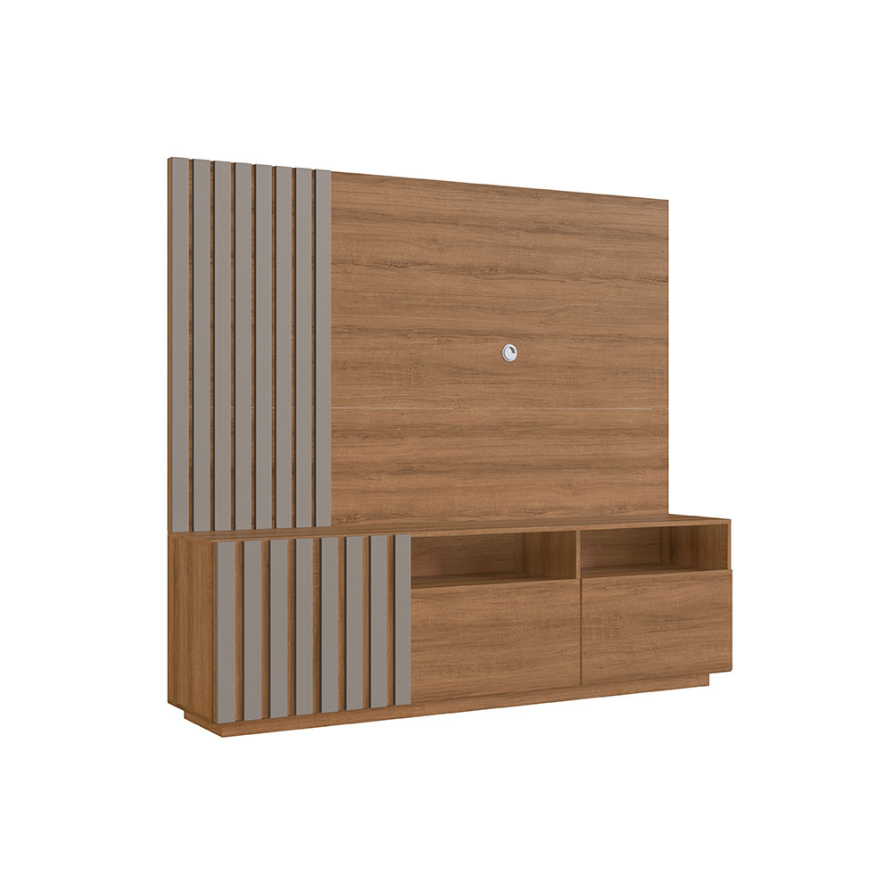 Rack com Painel para TV até 65 Polegadas Renesse Mel e Fumê 180 cm
