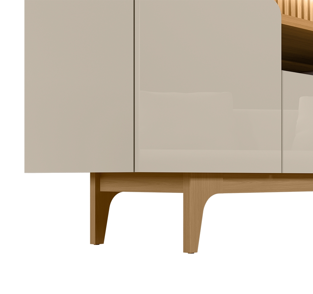 Rack com Painel para TV até 70 Polegadas Liam com LED 3 PT Tauari e Off White