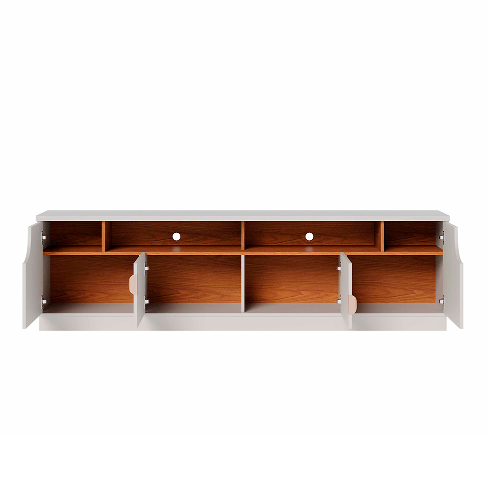 Rack com Painel para TV até 75 Polegadas Santorini 4 Portas Off White e Freijó