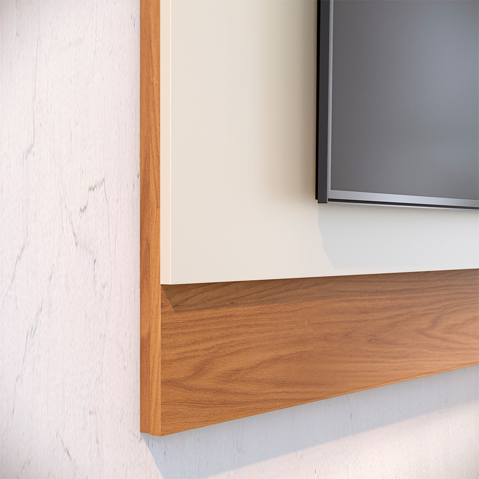 Rack com Painel para TV até 75 Polegadas Santorini 4 Portas Off White e Freijó