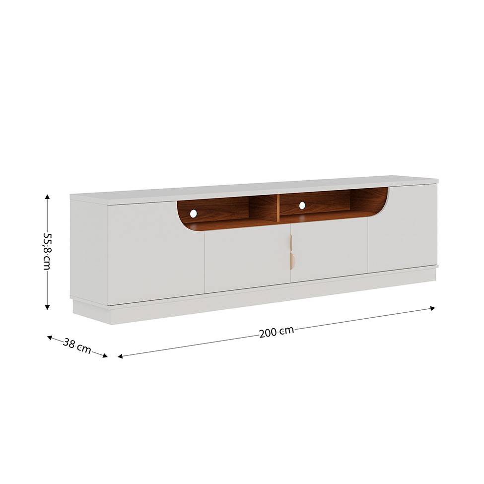 Rack com Painel para TV até 75 Polegadas Santorini 4 Portas Off White e Freijó