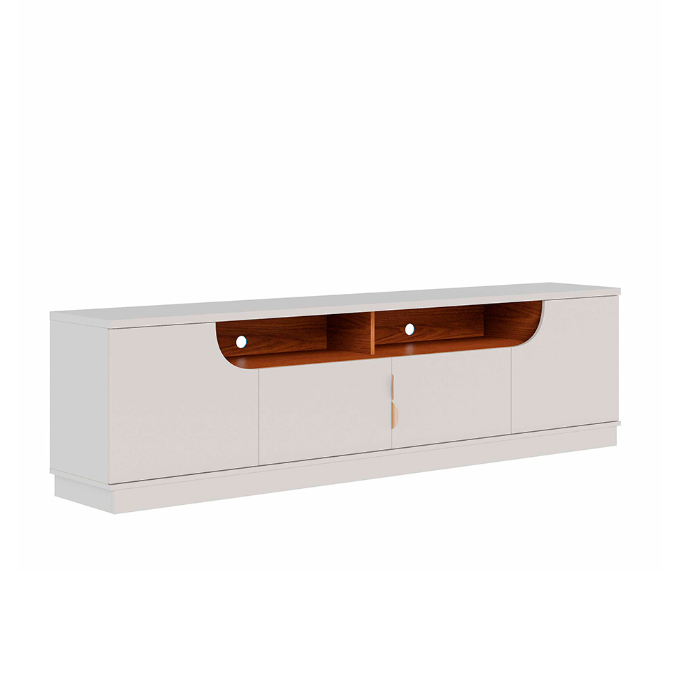 Rack com Painel para TV até 75 Polegadas Santorini 4 Portas Off White e Freijó