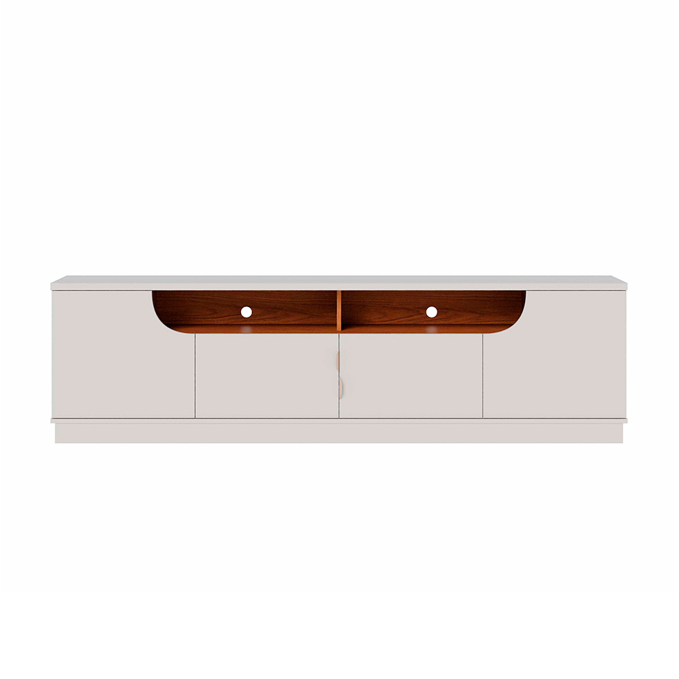 Rack com Painel para TV até 75 Polegadas Santorini 4 Portas Off White e Freijó