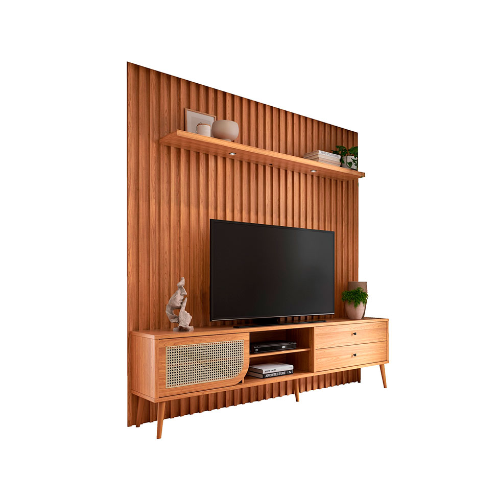 Rack com Painel para TV até 75 Polegadas com LED Balu 1 PT 2 GV Freijó
