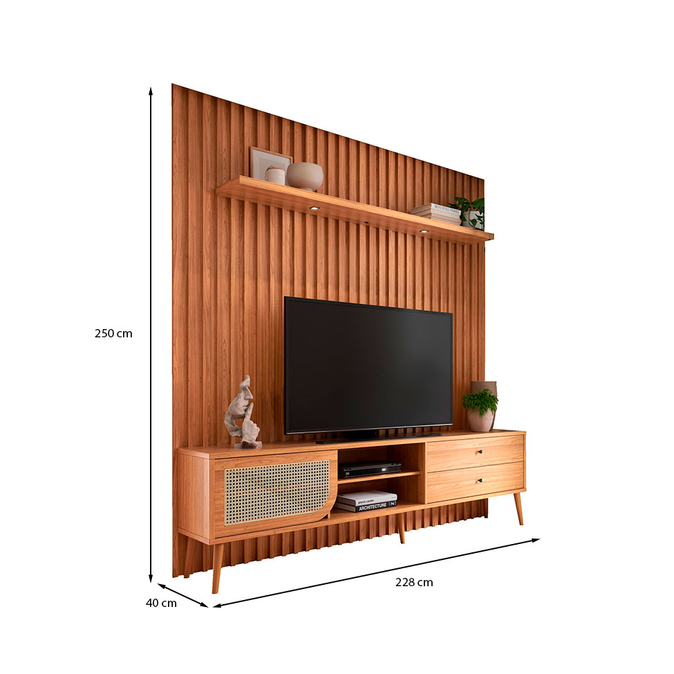 Rack com Painel para TV até 75 Polegadas com LED Balu 1 PT 2 GV Freijó