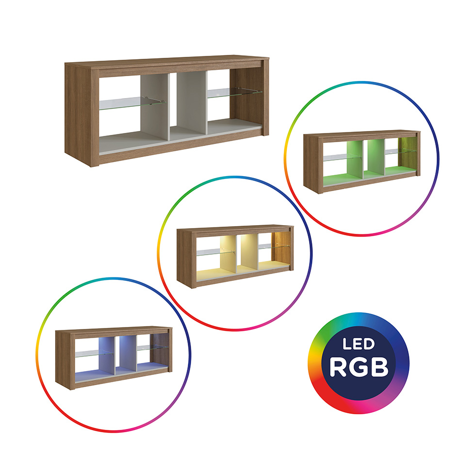 Rack par TV até 55 Polegadas Leona com LED Mel e Arenas 136 cm
