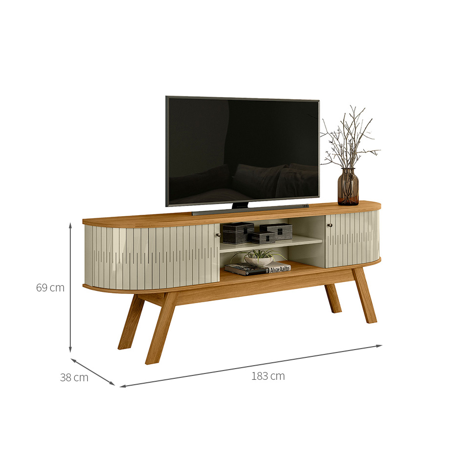 Rack para TV até  75 Polegadas Valência 2 Portas Cumaru e Opala 183 cm