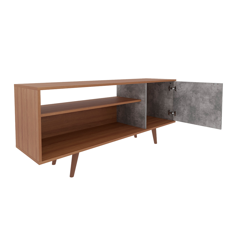 Rack para TV até 42 Polegadas Yumi Amêndoa e Mármore Concreto