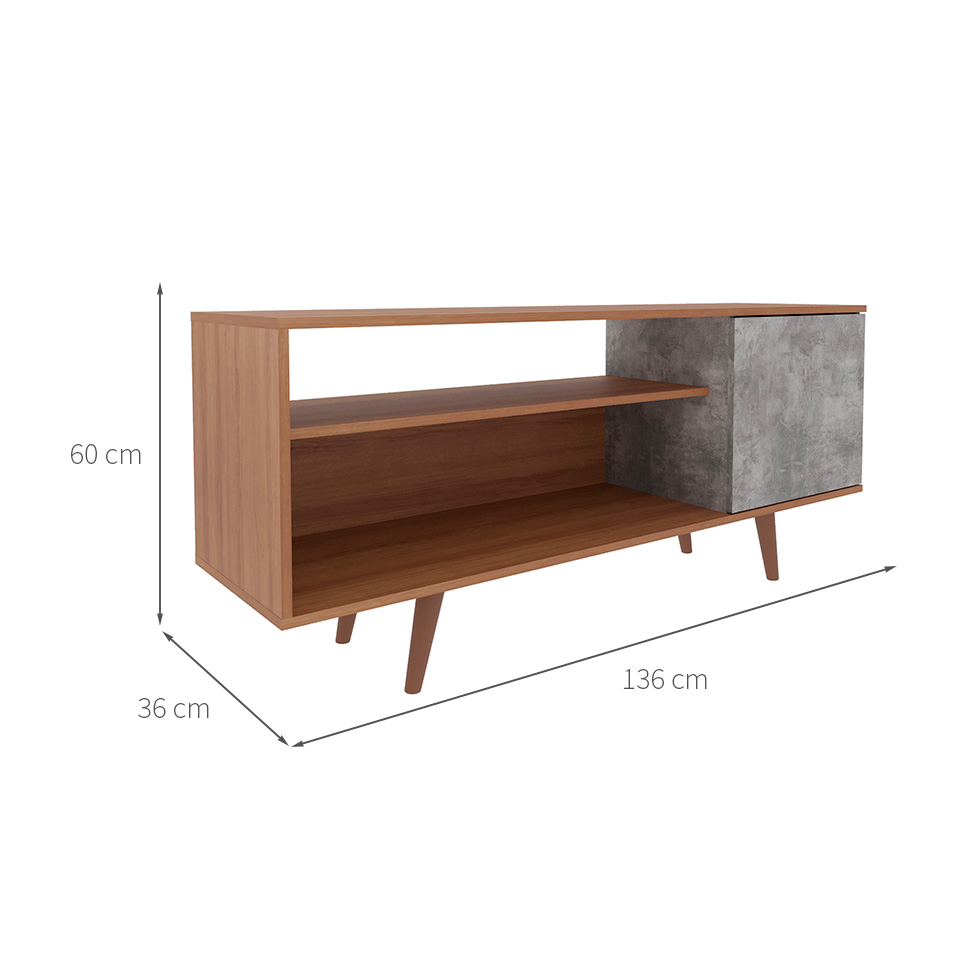 Rack para TV até 42 Polegadas Yumi Amêndoa e Mármore Concreto