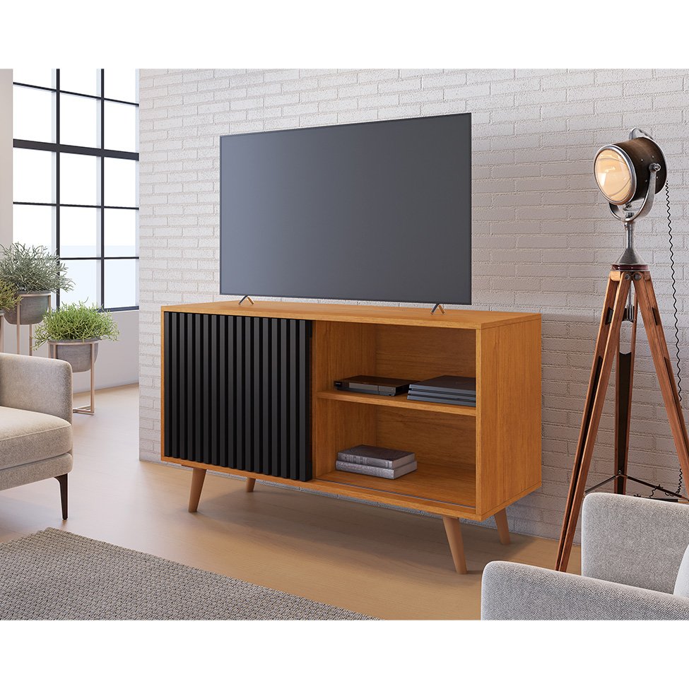 Rack para TV até 43 Polegadas Carinho 1 PT Cinamomo e Preto