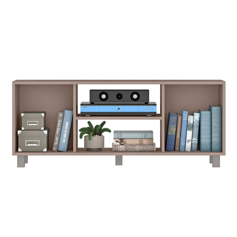Rack para TV até 50 Polegadas Luka 2 PT Fendi e Mel 120 cm