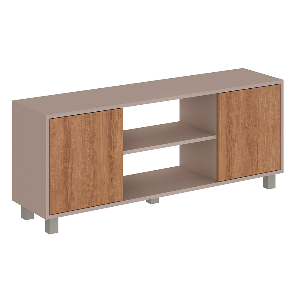 Rack para TV até 50 Polegadas Luka 2 PT Fendi e Mel 120 cm