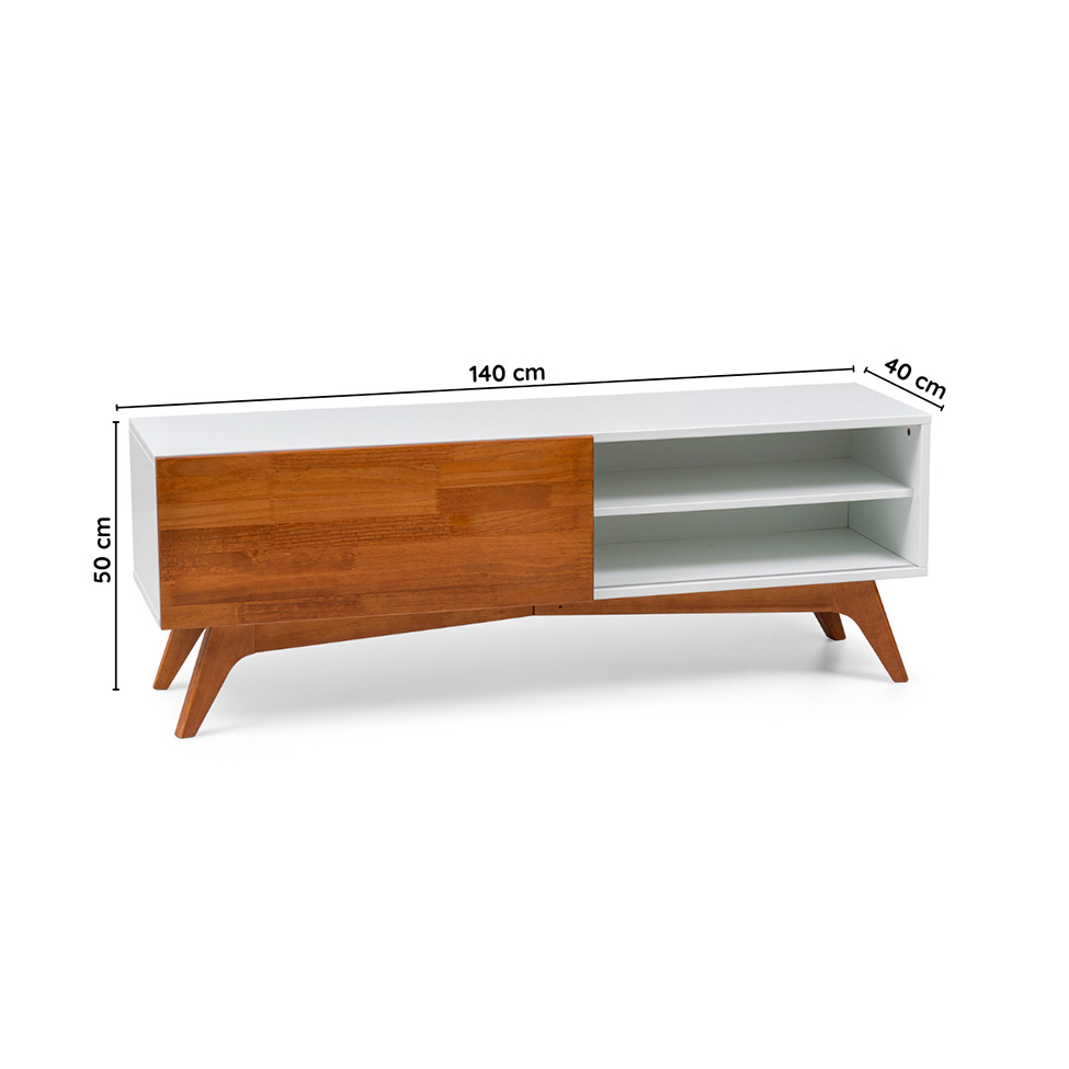 Rack para TV até 50 Polegadas Moby 1 Porta Branco e Garapa 140 cm