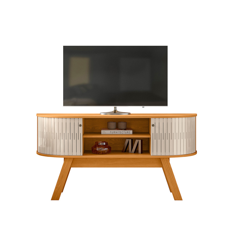 Rack para TV até 55 Polegadas Atlanta 2 Portas Cinamomo e Off White 136 cm