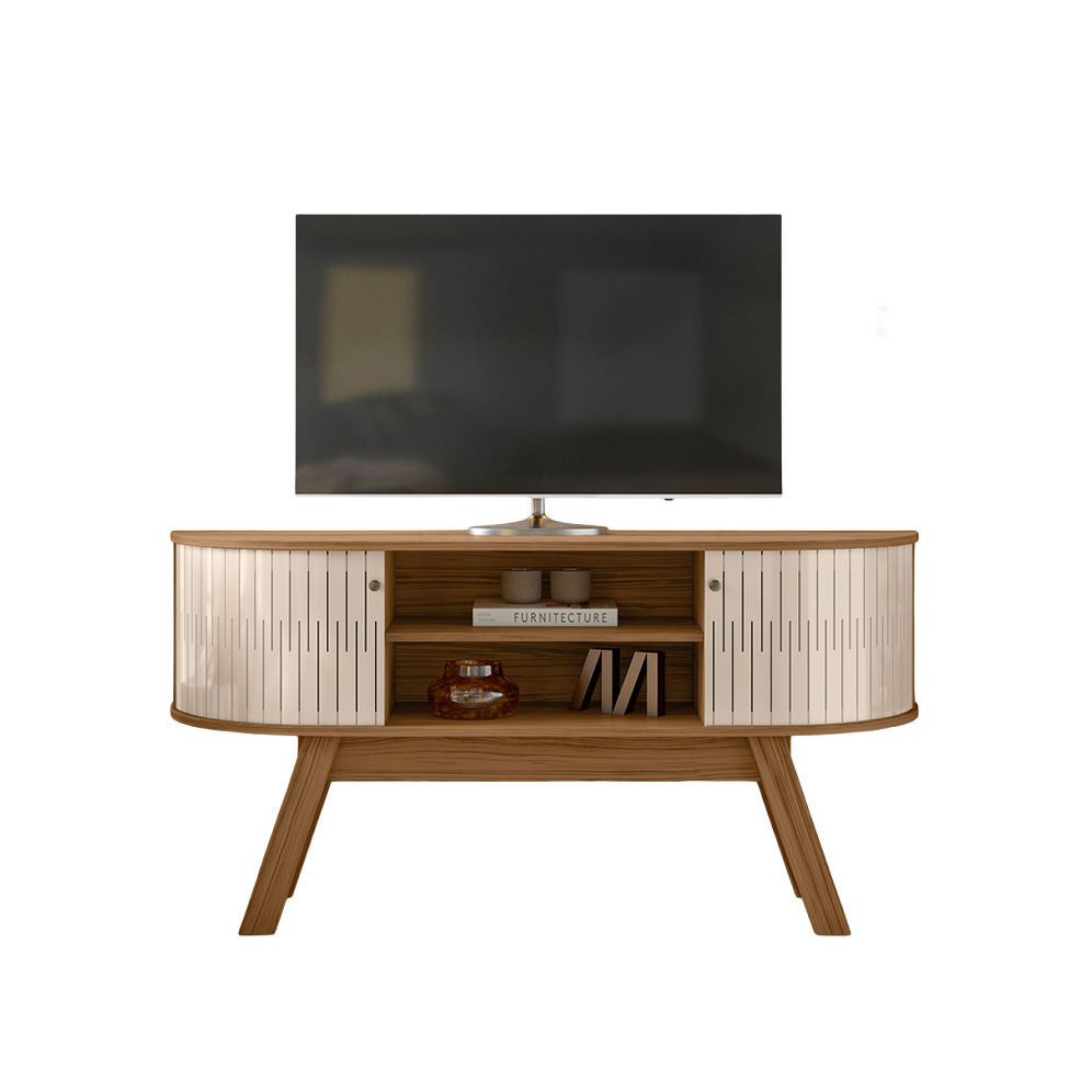 Rack para TV até 55 Polegadas Atlanta 2 Portas Naturale e Off White 136 cm