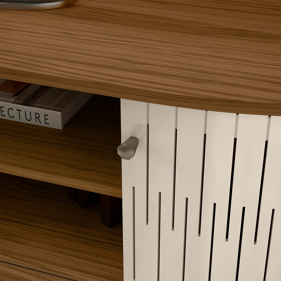 Rack para TV até 55 Polegadas Atlanta 2 Portas Naturale e Off White 136 cm