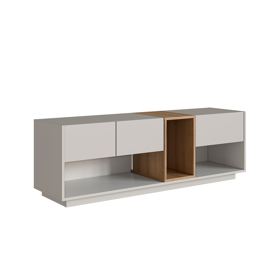 Rack para TV até 55 Polegadas Violet com LED 3 Gavetas Arenas e Mel