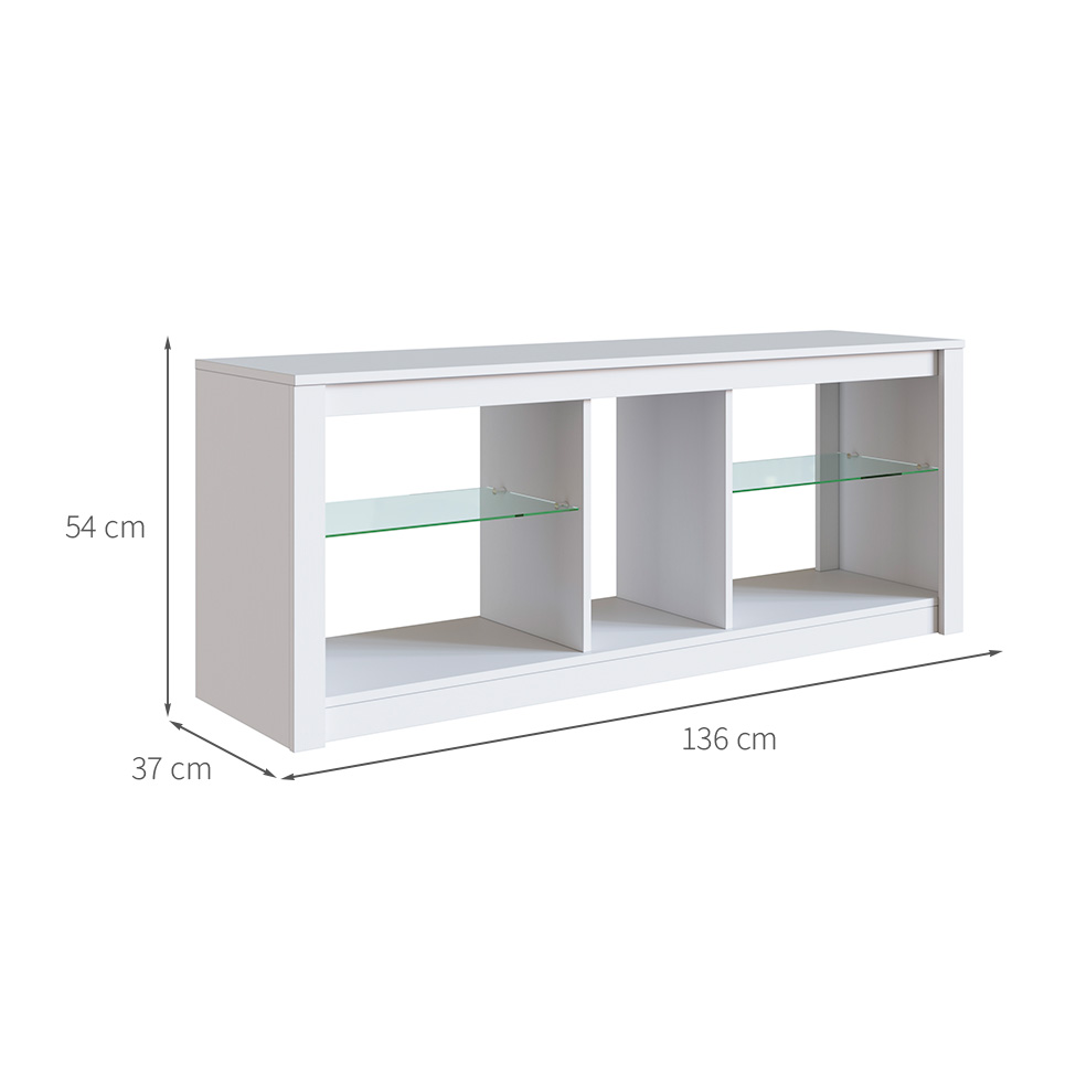 Rack para TV até 55 Polegadas com LED Leo Branco 136 cm