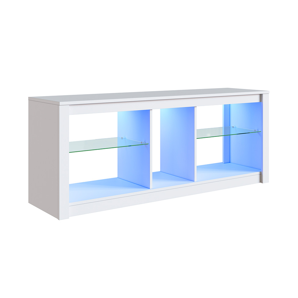 Rack para TV até 55 Polegadas com LED Leo Branco 136 cm