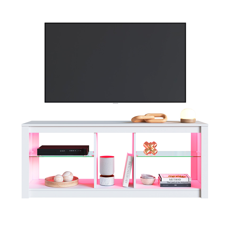 Rack para TV até 55 Polegadas com LED Leo Branco 136 cm