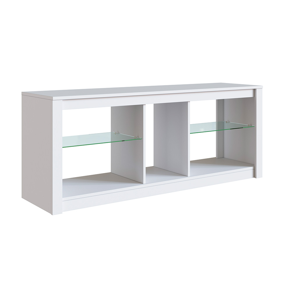 Rack para TV até 55 Polegadas com LED Leo Branco 136 cm