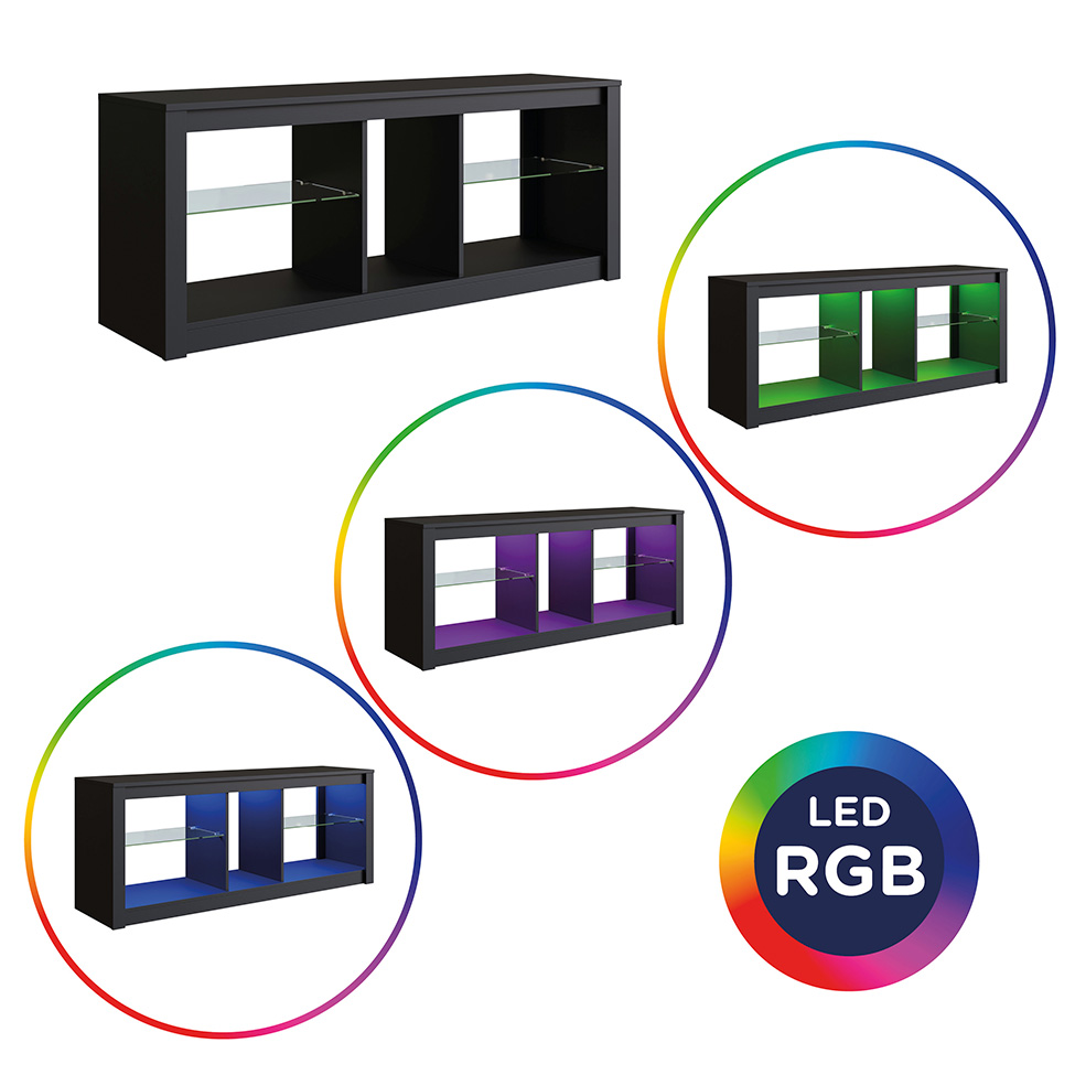 Rack para TV até 55 Polegadas com LED Leo Preto 136 cm
