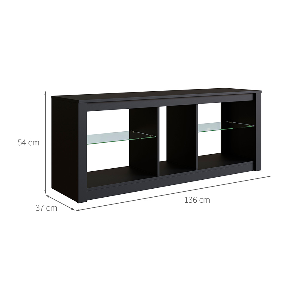 Rack para TV até 55 Polegadas com LED Leo Preto 136 cm