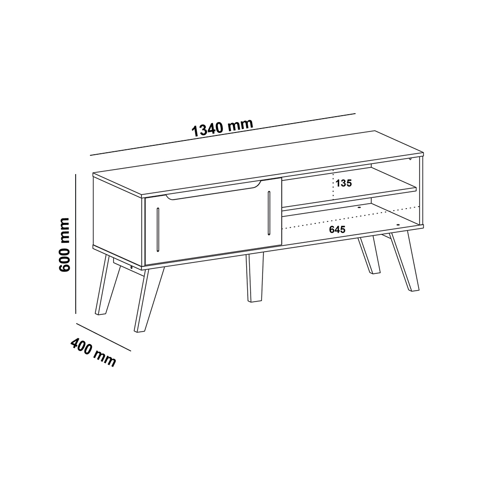 Rack para TV até 60 Polegadas Lotus 1 PT Carvalho e Off White 134 cm