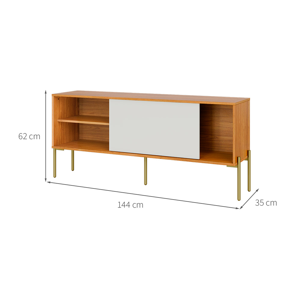 Rack para TV até 60 Polegadas Maelle 100% MDF 1 Porta Freijó e Off White