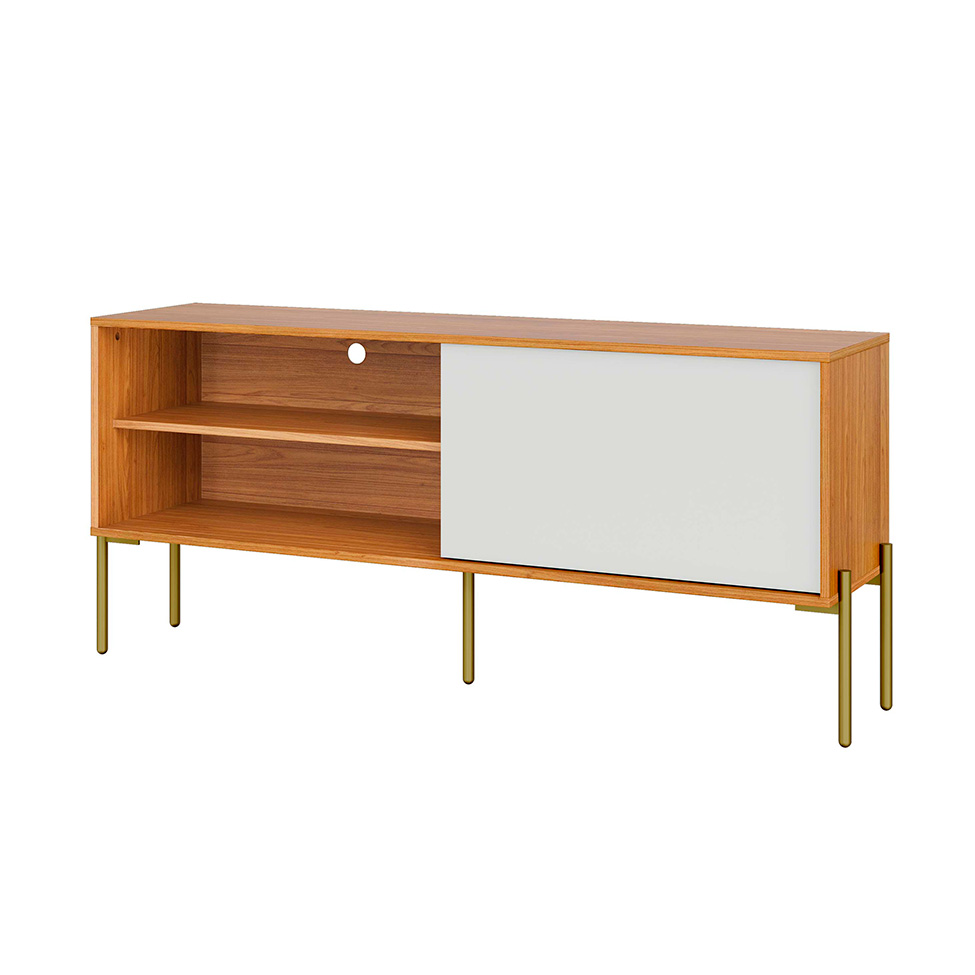 Rack para TV até 60 Polegadas Maelle 100% MDF 1 Porta Freijó e Off White