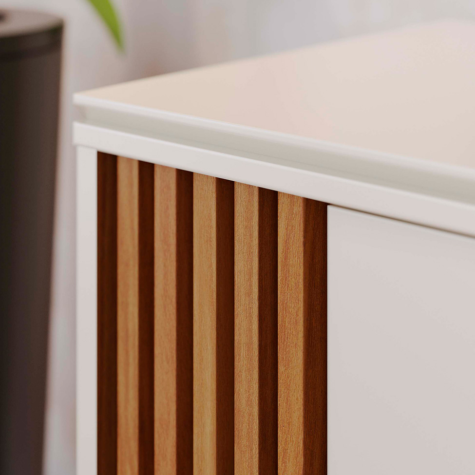 Rack para TV até 60 Polegadas Otawa 1 Porta Off White e Freijó
