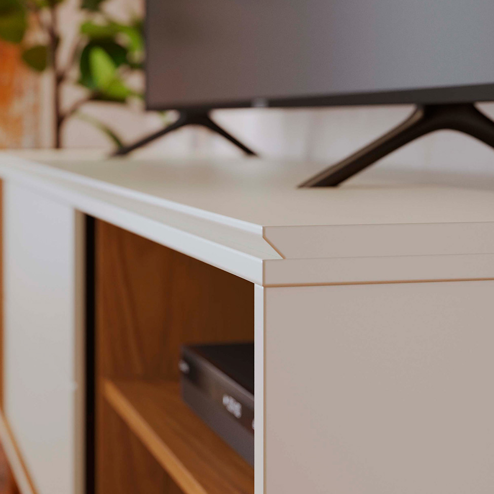 Rack para TV até 60 Polegadas Otawa 1 Porta Off White e Freijó