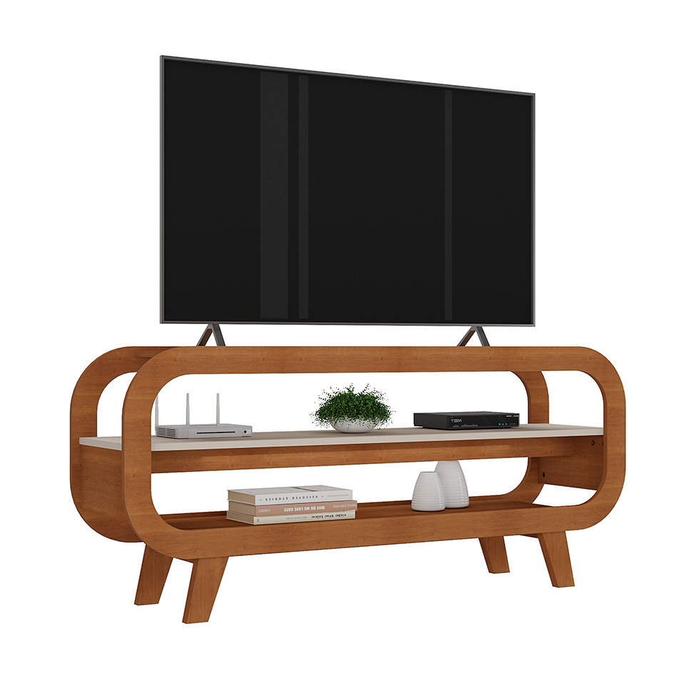 Rack para TV até 60 Polegadas Theo Cinamomo e Off White 133 cm