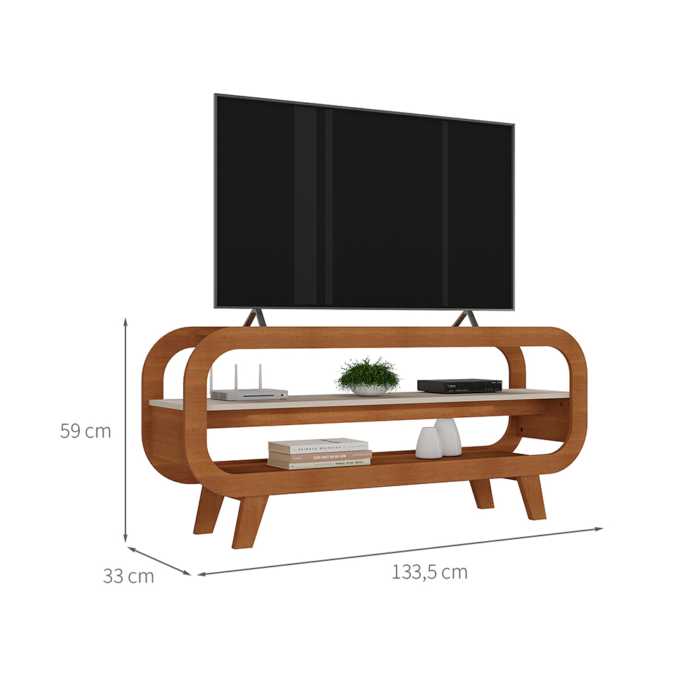 Rack para TV até 60 Polegadas Theo Cinamomo e Off White 133 cm