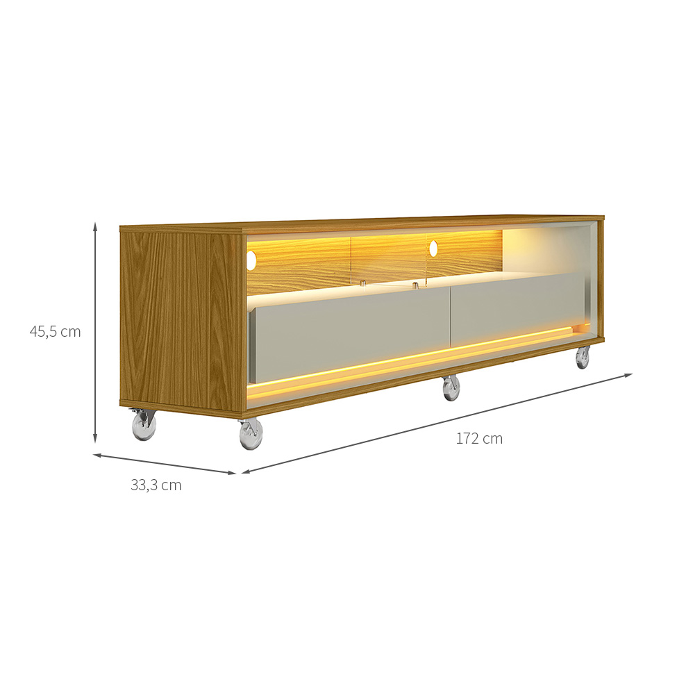 Rack para TV até 65 Polegadas Andorra com LED 2 GV Cedro e Off White