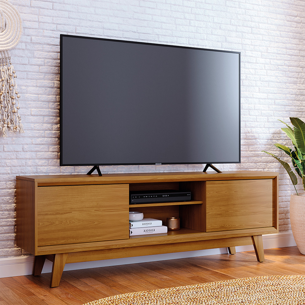 Rack para TV até 65 Polegadas Atlas 2 Portas Cumaru 164 cm