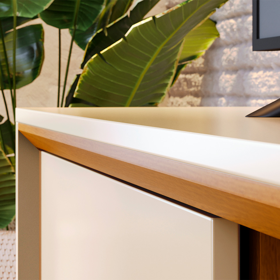 Rack para TV até 65 Polegadas Atlas 2 Portas Off White e Cinamomo 164 cm